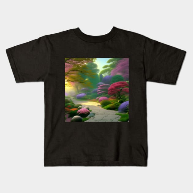 Japanese Garden Path Kids T-Shirt by SmartPufferFish